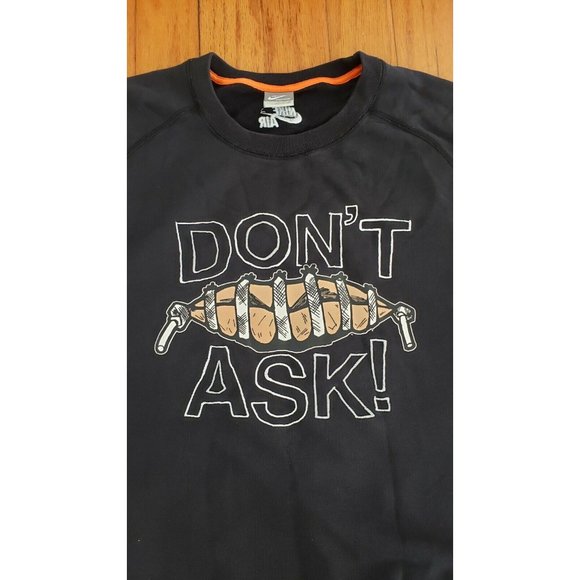 NIKE AIR Sportswear Sweater DON'T ASK Shoe String Tied Lips Black Crewneck XL - Picture 2 of 6